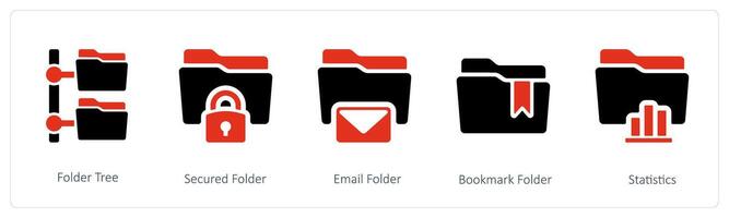 folder tree, secured and email folder vector