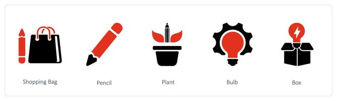 compras bolsa, lápiz y planta vector