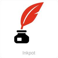 Inkpot and ink icon concept vector