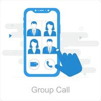 grupo llamada y trabajo en equipo icono concepto vector