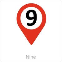 Nine and location icon concept vector