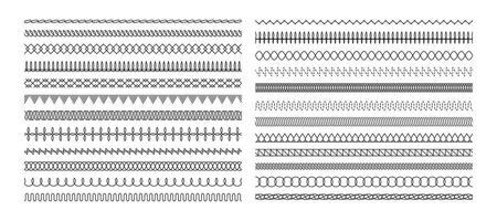 Stitch pattern collection. Various stitching and seam designs for sewing and embroidery projects. Colorful and versatile vector illustrations