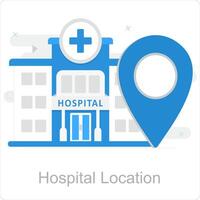 hospital ubicación y mapa icono concepto vector