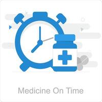 Medicine on Time and pills icon concept vector