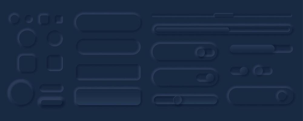 Neumorphism style ui black elements sliders collection