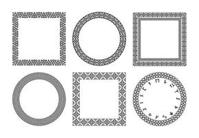 Nordic rune frames. Set of scandinavian futhark decorative borders with runic symbols, ornamental celtic viking north traditional motif. Vector collection