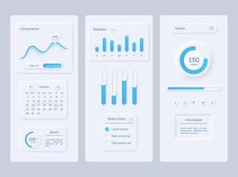 User interface kit neumorphism chart anf graphic vector