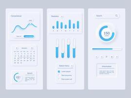 User interface kit neumorphism chart anf graphic vector