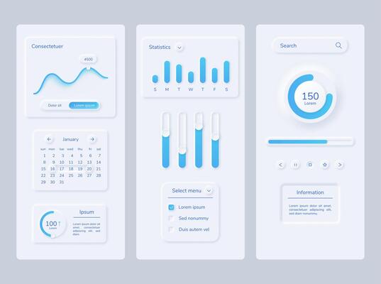 User interface kit neumorphism chart anf graphic