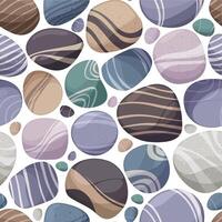 Sea pebble pattern. Flat and smooth rounded stones repeating background, ocean and beach themed design element, under the sea decoration element. Vector texture