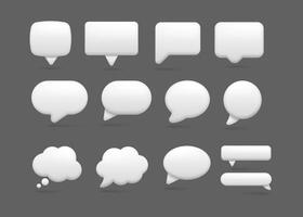 3d white speech bubbles shape of collection vector