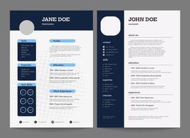 CV layout template. Professional resume mockup with header and footer sections and space for text and images. Vector resume print template