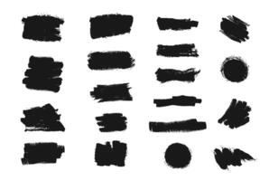 Grunge brushes black collection, texture print set vector