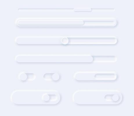 Sliders white neumorphism 3d of set convex