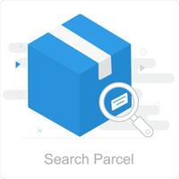 Search Parcel and search icon concept vector