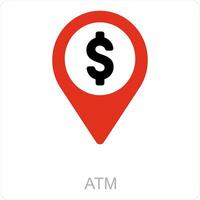 ATM and location icon concept vector