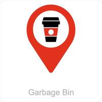 Garbage Bin and location icon concept vector