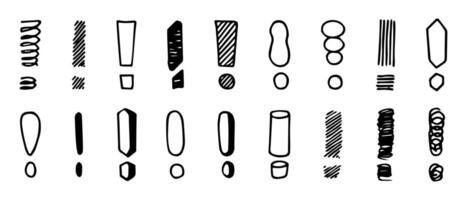 Exclamation marks set. Different types of punctuation marks black painted icons and symbols, alert punctuation mark icons. Vector isolated collection