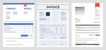 Business invoice. Blank accounting bill with total price, method of payment and date. Vector invoice template