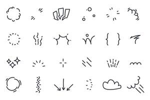 Manga character emotion signs. Doodle comic emotions reflection with different symbols, exclamation and question mark signs. Vector isolated collection