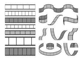 curvo película rayas. retro cámara rollos término análogo 35mm medio formato, foto cine blanco cinta marcos cinematografía fotografía concepto. vector conjunto