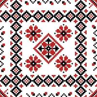 Ukrainian embroidery pattern. Seamless print of slavic traditional border with ethnic abstract figures. Vector Ukrainian fabric motif texture