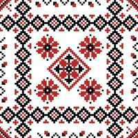 Ukrainian embroidery pattern. Seamless print of slavic traditional border with ethnic abstract figures. Vector Ukrainian fabric motif texture