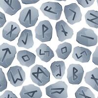 Runic pattern. Seamless print of archaic nordic celtic viking rune symbols, scandinavia mythology repeatable background. Vector texture