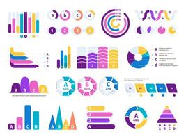 Business data charts. Financial and economic bar graphs, profit and investment pie and arrow diagrams. Vector infographic set