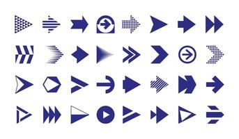 Pointers collection. Black simple navigation arrows different orientation, direction sign vector