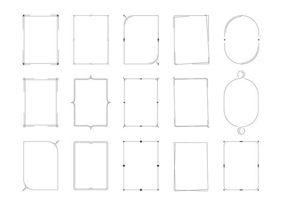 Trendy line frames. Luxury minimalist borders with decorative patterns, vintage luxury frames for wedding invitation card design. Vector set