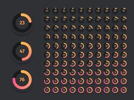 redondo cargando indicador. circular usuario interfaz elementos para Progreso bar, circulo por ciento indicador y descargar símbolo. vector minimalista ui elementos conjunto