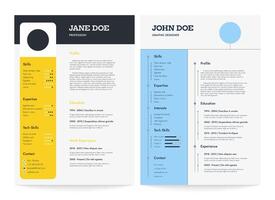 Modern resume template. Minimalistic CV layout mockup with simple text and minimal design, resume infographic design. Vector isolated set