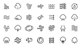 viento iconos Delgado tornado corriente línea tormenta de nieve huracán céfiro viento elementos, plano resumen remolinos y fluir para logo diseño. vector aislado conjunto