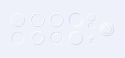 Round white convex neumorphism buttons of collection vector