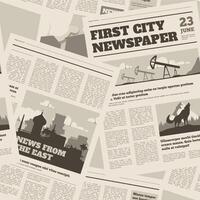 Newspaper pattern. Seamless print of old retro title press, magazine and journal with headlines and articles. Vector texture