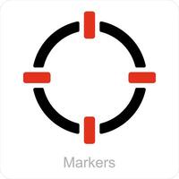 Markers and objective icon concept vector