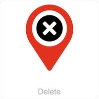 Delete and location icon concept vector