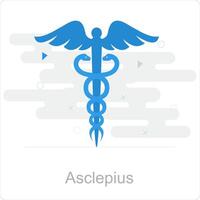 asclepio y salud icono concepto vector