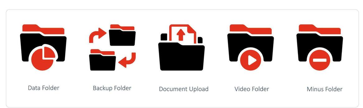 data folder, backup folder and document upload vector