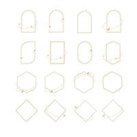 Modern minimalist aesthetic line elements, trendy linear frames with stars, geometric forms. Arch frame with sparkles for social media or poster design, simple decorative boho style border vector set