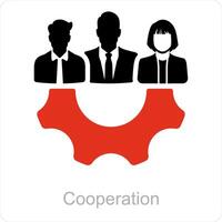 Cooperation and gear icon concept vector