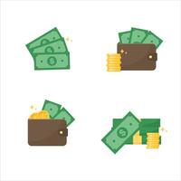 Vector dollar icon set. dollar value vector wallet and credit card money spending ideas.