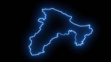 carte de Béjaïa dans Algérie avec embrasé néon effet video