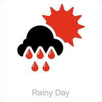 lluvioso día y lluvia icono concepto vector
