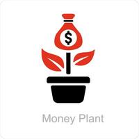 dinero planta y negocio icono concepto vector