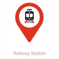 Railway Station and location icon concept vector