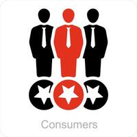 consumidores y comunidad icono concepto vector