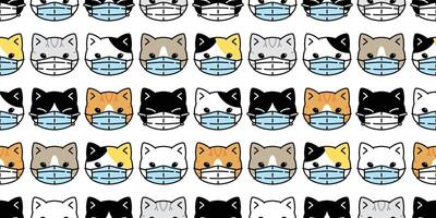 cat seamless pattern face mask covid19 kitten corona virus pm 25 vector calico cartoon scarf isolated repeat background tile wallpaper doodle illustration design