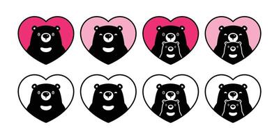 oso vector corazón enamorado icono polar oso bebé osito de peluche logo símbolo personaje dibujos animados ilustración garabatear negro diseño